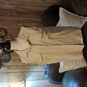 Women Sleeveless 100% Silk Button Down Top with Pockets Size L Casual Summer